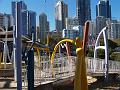 Sydney skyline with primary colored wigglies